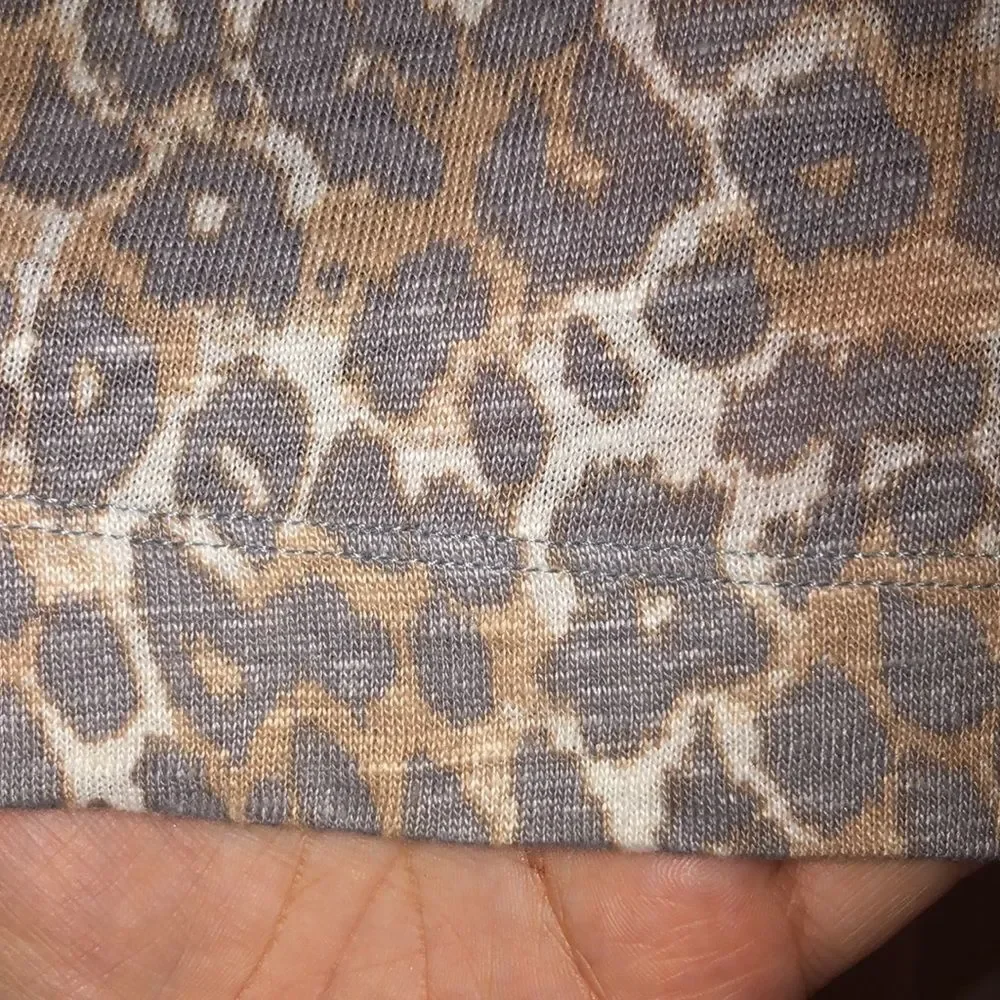 Anthropologie S Maeve Linen Puff Sleeve Leopard Top